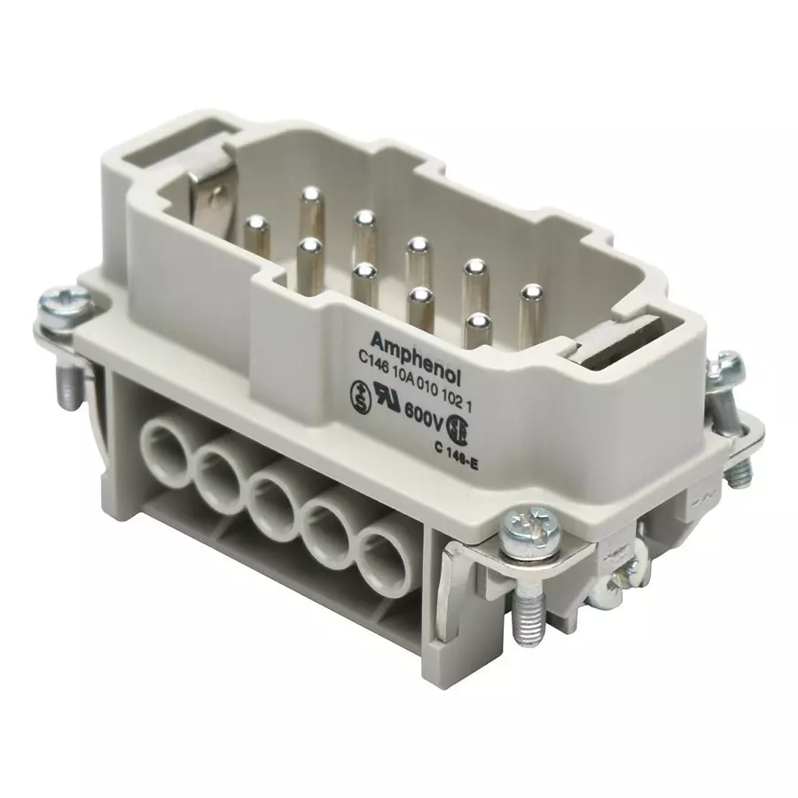 AMPHENOL SINE/TUCHEL RECTANGULAR INSERT, PLUG, 10+PE, SCREW, WIRE PROTECTION, C146-10A010-102-1