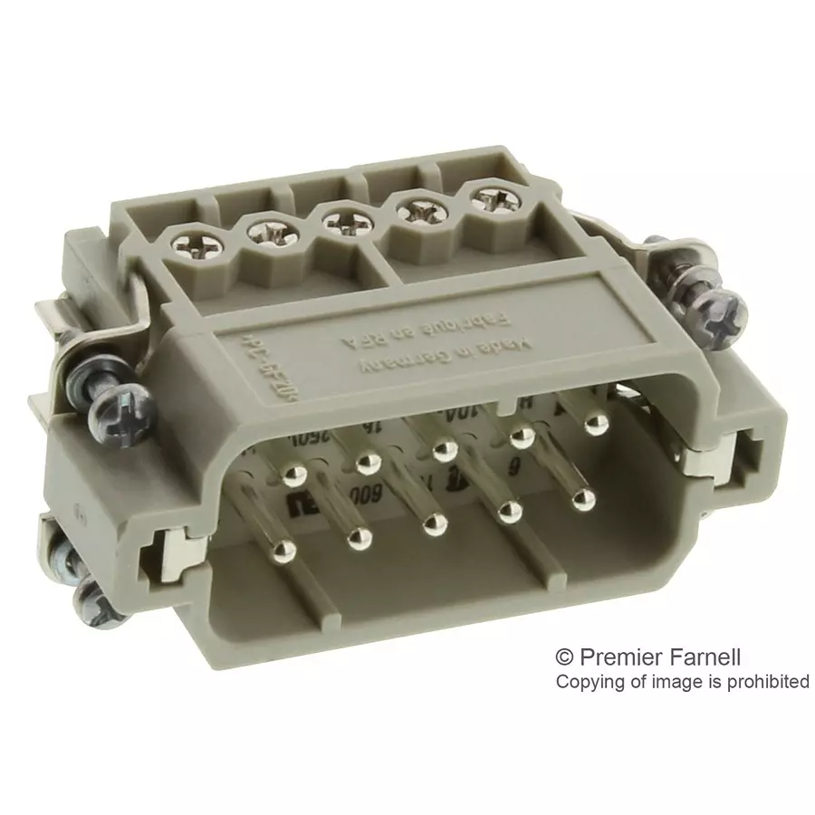 Harting Heavy Duty Connector Inserts / Modules RECTANGULAR HAN INSERT, PLUG 10WAY SCREW, 09200102612