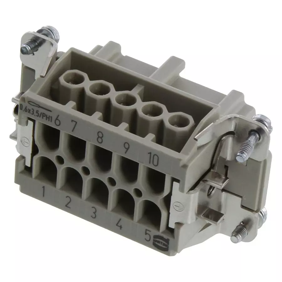 Harting Heavy Duty Connector Inserts / Modules RECTANGULAR HAN INSERT, FEM, 10WAY SCREW, 09330102701