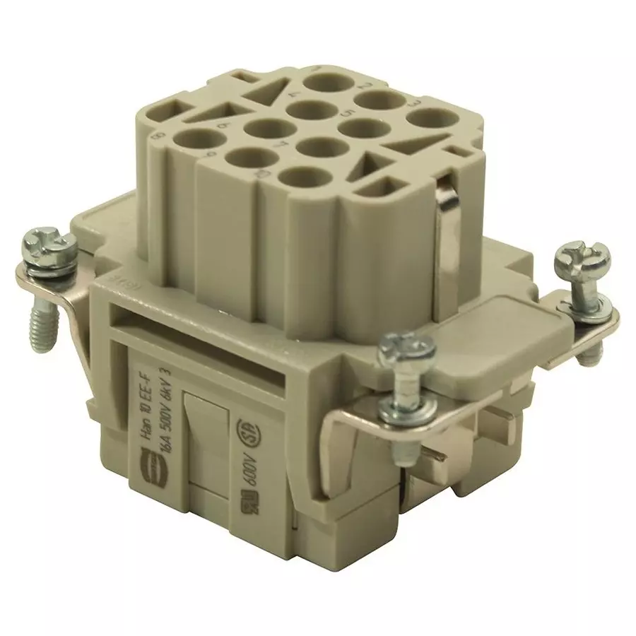 Harting Heavy Duty Connector Inserts / Modules HAN INSERT, RECEPTACLE, 10WAY, CRIMP, 09320103101