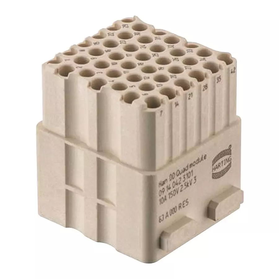 Harting Heavy Duty Connector Inserts / Modules HEAVY DUTY MODULE, RCPT, 42POS, 14AWG, 09140423101