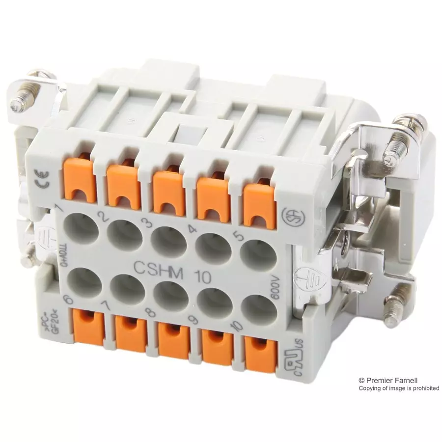 ILME INSERT, MALE, 10P+E, 16A, 500V, CSHM10