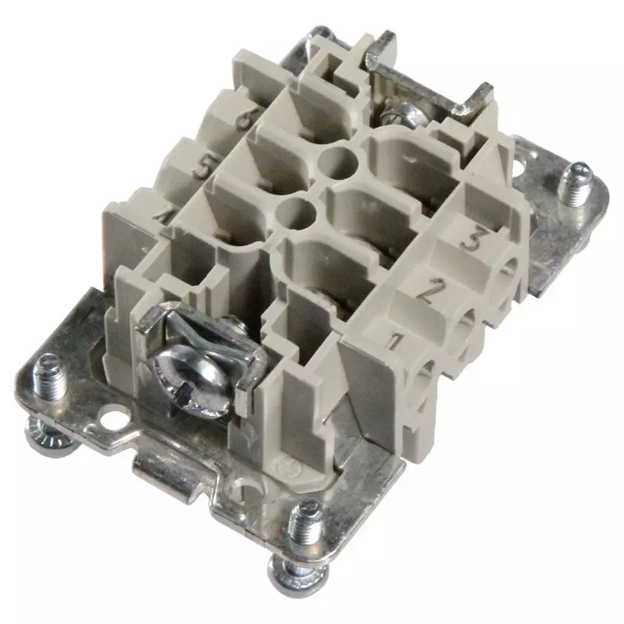 WIELAND ELECTRIC RECTANGULAR INSERT, RECEPTACLE, 6+PE POSITION, 2ROW, SCREW, 70.300.0640.0