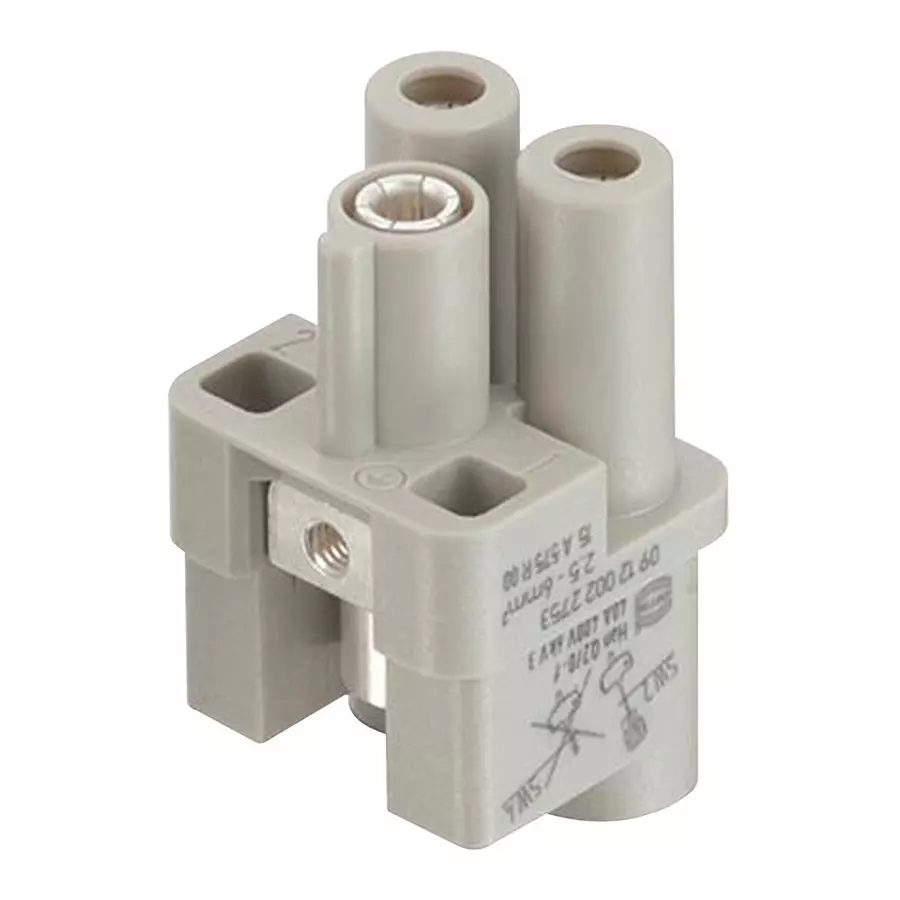 HARTING HEAVY DUTY INSERT, RCPT, 2+PE, 6MM2, 09120022753