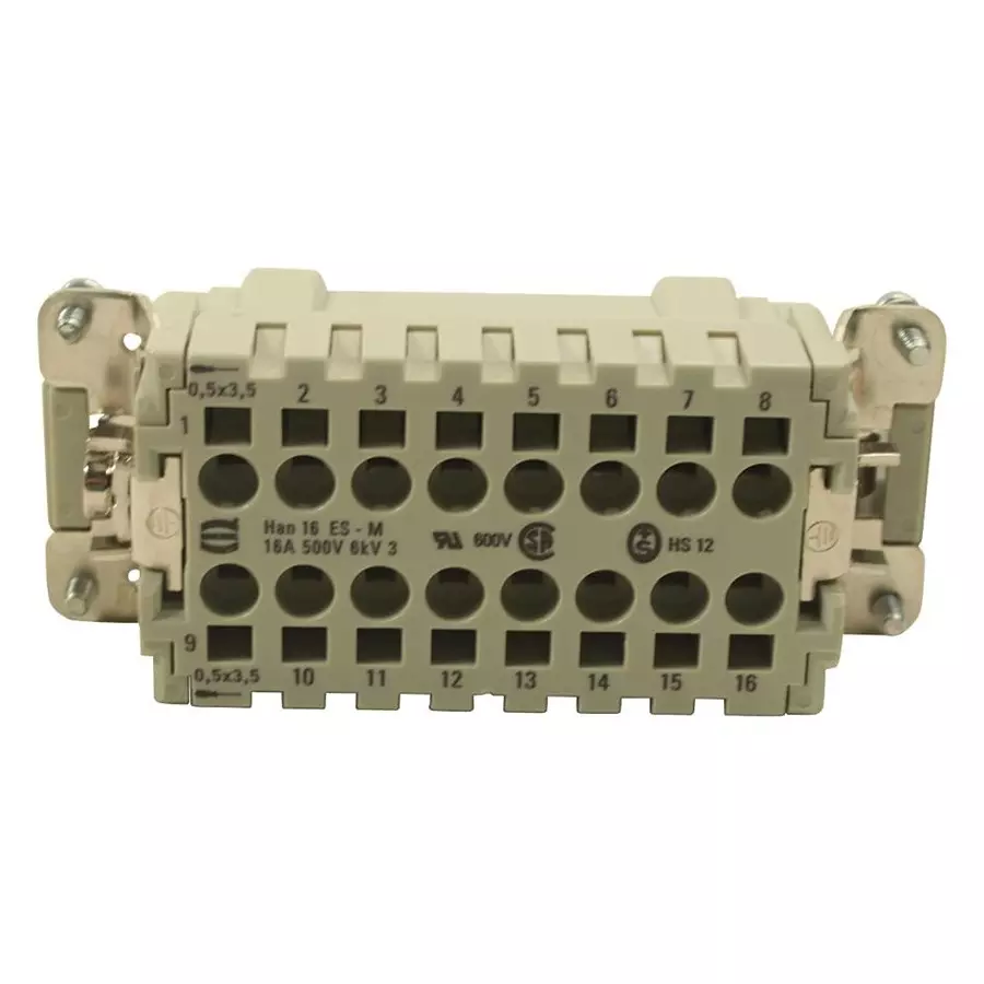 Harting Heavy Duty Connector Inserts / Modules RECTANGULAR HAN INSERT, PLUG 16WAY SCREW, 09330162616