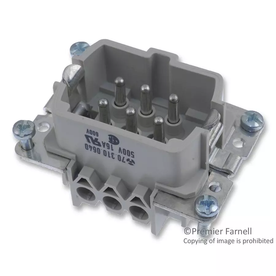 WIELAND ELECTRIC RECTANGULAR INSERT, PLUG, 6+PE POSITION, 2ROW, SCREW, 70.310.0640.0