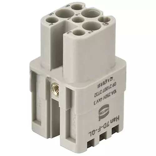 Harting Heavy Duty Connector Inserts / Modules RECTANGULAR INSERT, POWER, RECEPTACLE, 7+PE, 09210072732.
