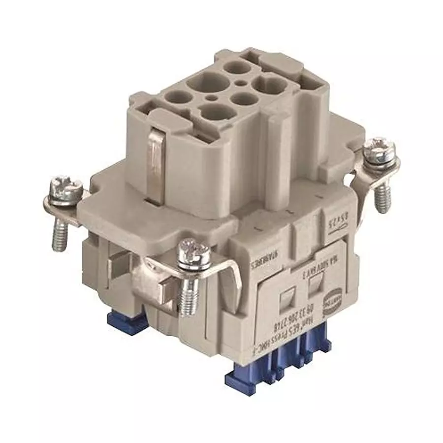 Harting Heavy Duty Connector Inserts / Modules HEAVY DUTY INSERT, RCPT, 6POS, 26-14AWG, 09332062748