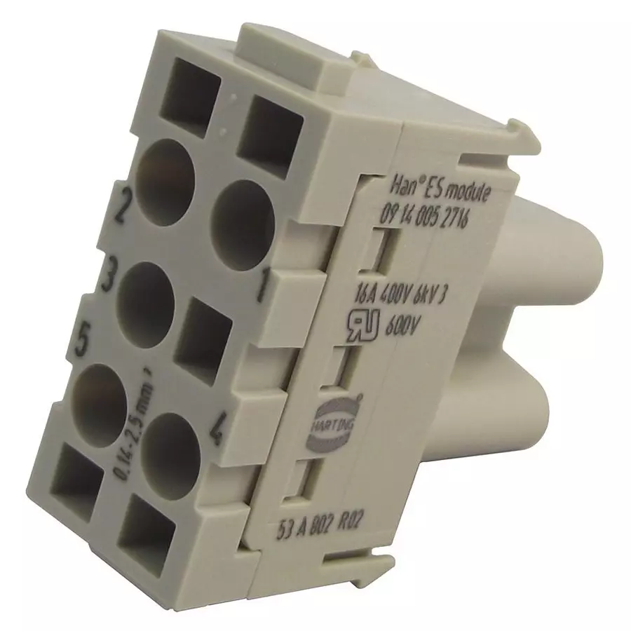 Harting Heavy Duty Connector Inserts / Modules INSERT, FEMALE, HANES, 5WAY, 09 14 005 2716