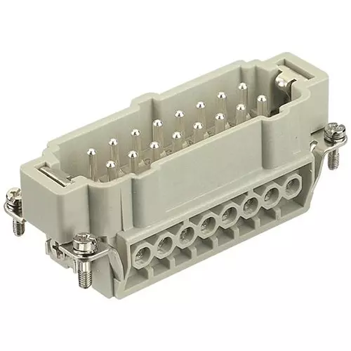 Harting Heavy Duty Connector Inserts / Modules RECTANGULAR HAN INSERT, PLUG 16 POSITION SCREW, 09330162611