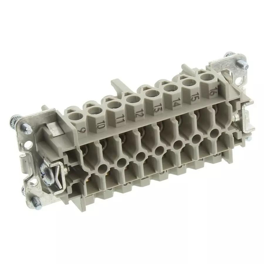 WIELAND ELECTRIC RECTANGULAR INSERT, RECEPTACLE, 16+PE POSITION, 2ROW, SCREW, 70.300.1640.0