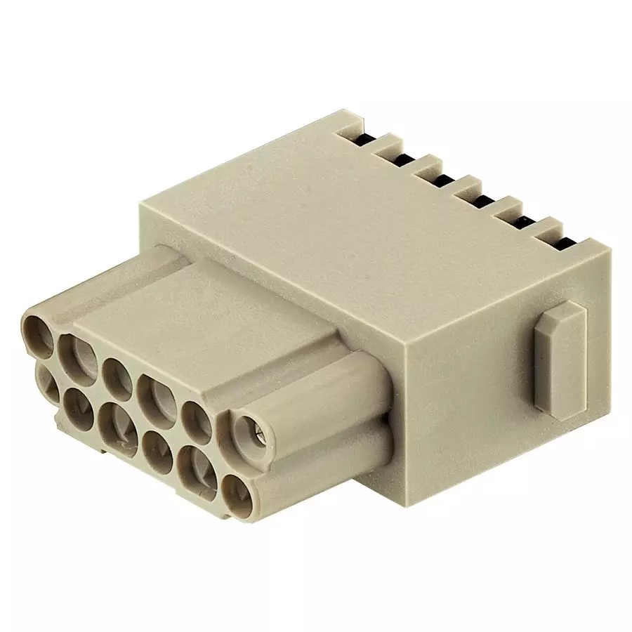 Harting Heavy Duty Connector Inserts / Modules HEAVY DUTY MODULE, RCPT, 12POS, 16AWG, 09140122734