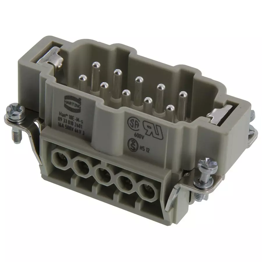 Harting Heavy Duty Connector Inserts / Modules RECTANGULAR HAN INSERT, PLUG 10WAY SCREW, 09330102601