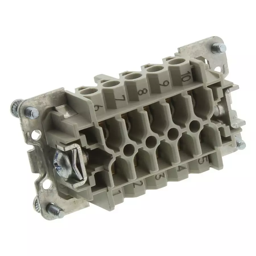 WIELAND ELECTRIC RECTANGULAR INSERT, RECEPTACLE, 10+PE POSITION, 2ROW, SCREW, 70.300.1040.0