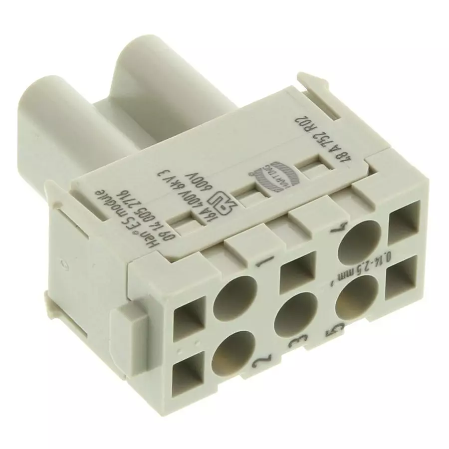Harting Heavy Duty Connector Inserts / Modules RECTANGULAR HAN MODULE SOCKET 5WAY CLAMP, 09140052716