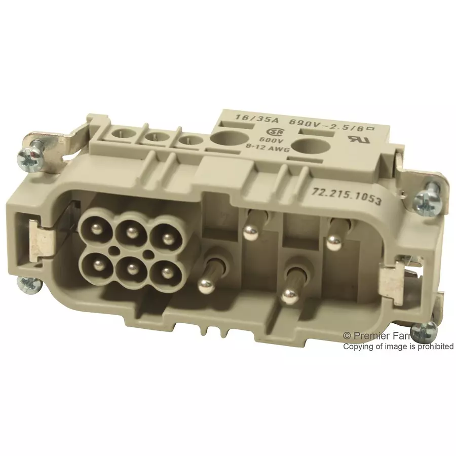 WIELAND ELECTRIC RECTANGULAR INSERT, PLUG, 10+PE POSITION, SCREW, 72.215.1053.0