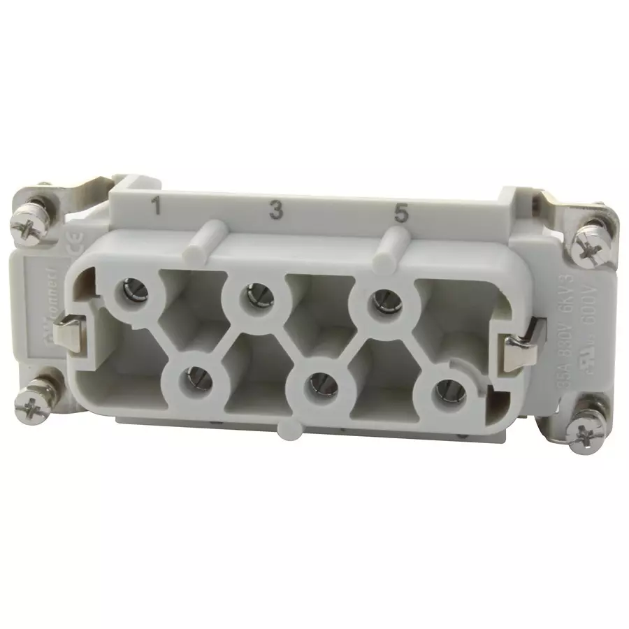 MOLEX Heavy Duty Connector Inserts / Modules HEAVY DUTY INSERT, RCPT, 6POS, 20-10AWG 93601-0211