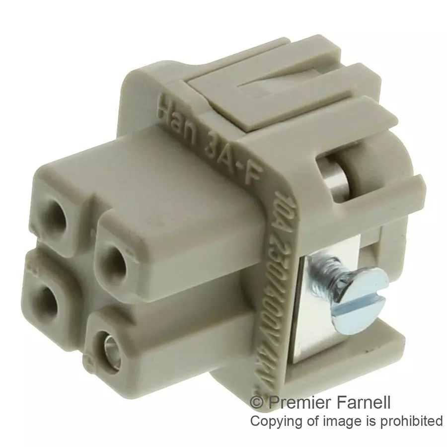 Harting Heavy Duty Connector Inserts / Modules RECTANGULAR HAN INSERT FEMALE 3WAY SCREW, 09200032711
