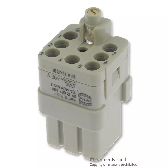 Harting Heavy Duty Connector Inserts / Modules HAN INSERT, RECEPTACLE, 7+PE, CRIMP, 09120073101