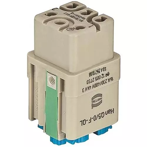 Harting Heavy Duty Connector Inserts / Modules INSERT, RCPT, SIZE 3A, 6POS, PUSH LOCK, 09120052733