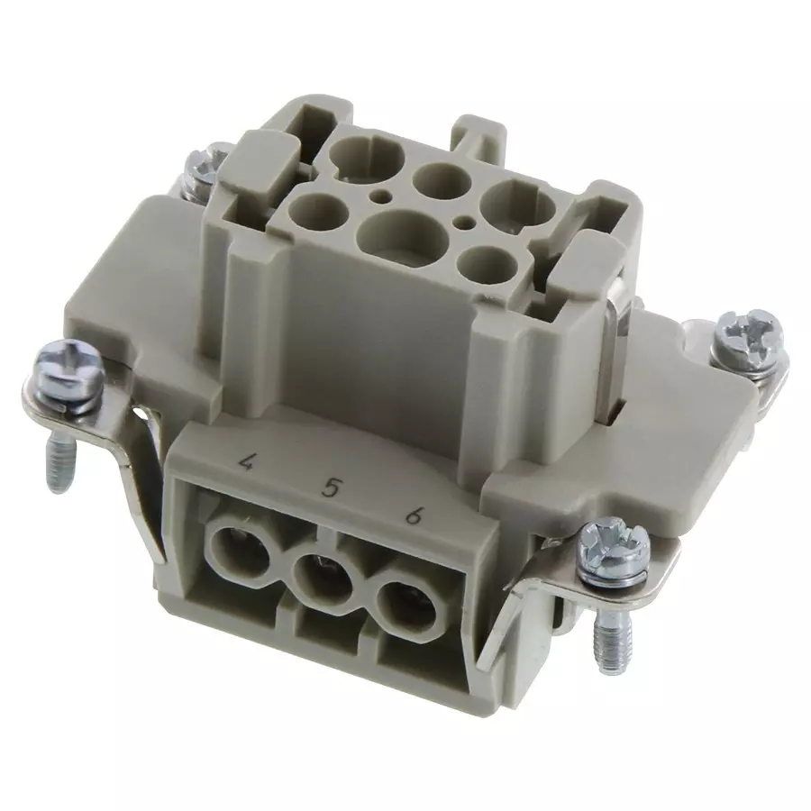 Harting Heavy Duty Connector Inserts / Modules RECTANGULAR HAN INSERT FEMALE 6WAY SCREW, 09330062701