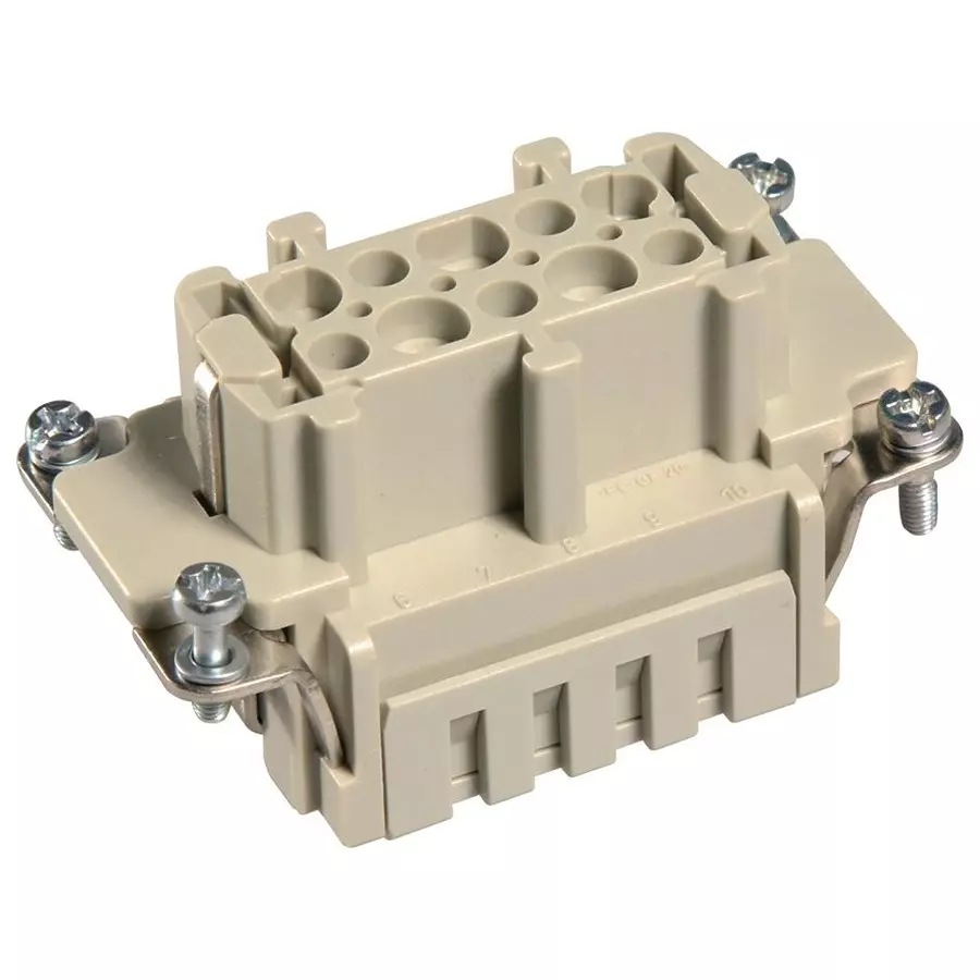 Harting Heavy Duty Connector Inserts / Modules RECTANGULAR HAN INSERT, FEM, 10WAY SCREW, 09330102716