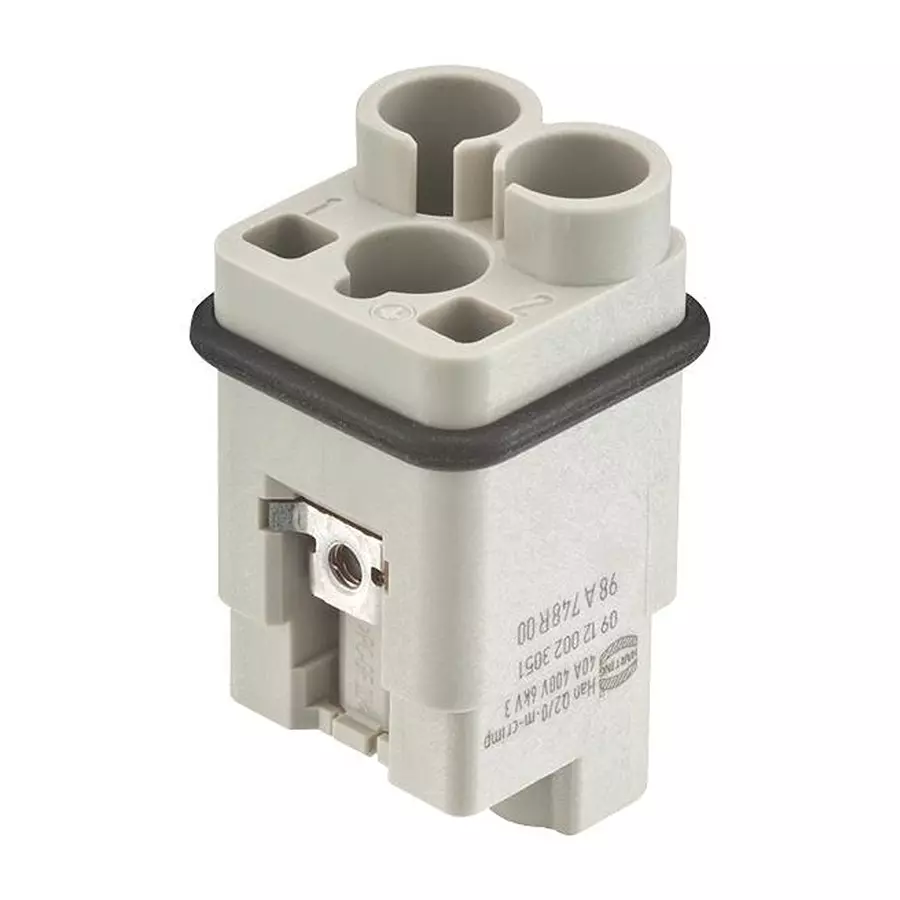 Harting Heavy Duty Connector Inserts / Modules HEAVY DUTY INSERT, PLUG, 3Contacts ,2+PE, 10MM2, 09120023051