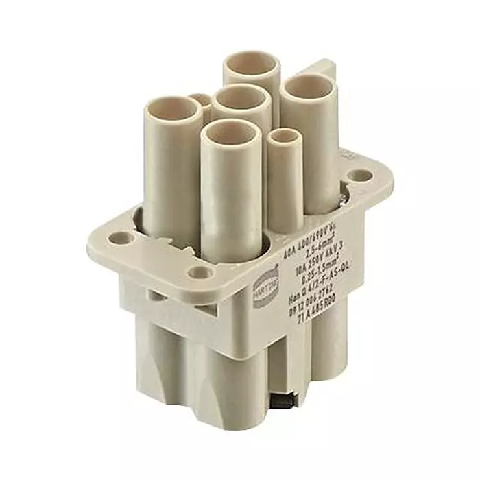 Harting Heavy Duty Connector Inserts / Modules HEAVY DUTY INSERT, RCPT, 4POS, 6MM2, 09120062762