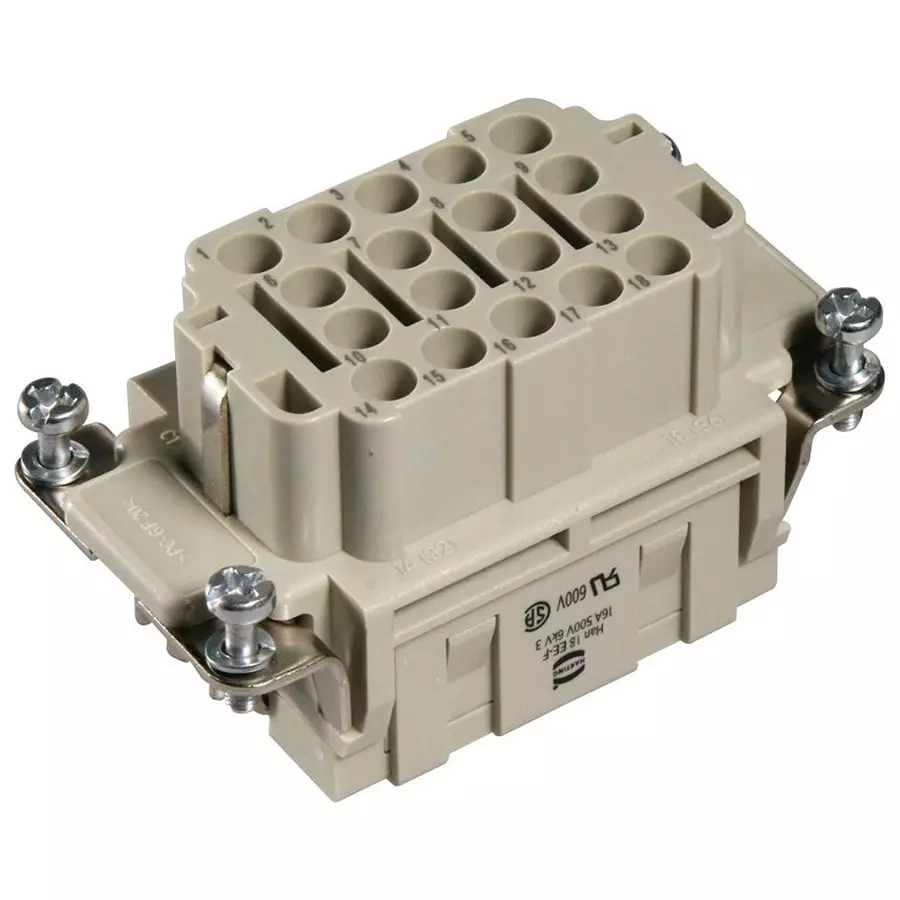 Harting Heavy Duty Connector Inserts / Modules RECTANGULAR HAN INSERT, FEM, 18 POSITION CRIMP, 09320183101