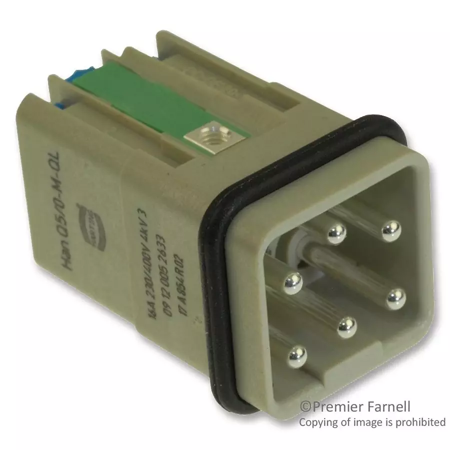 Harting Heavy Duty Connector Inserts / Modules INSERT, PLUG, SIZE 3A, 6POS, PUSH LOCK, 09120052633