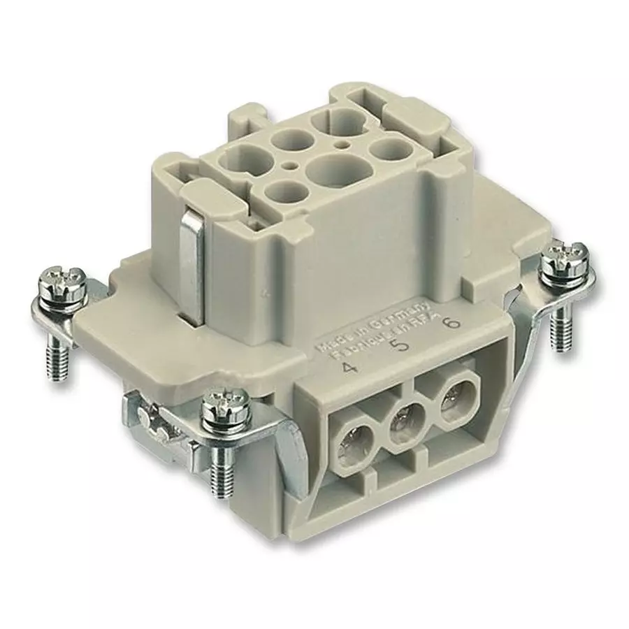Harting Heavy Duty Connector Inserts / Modules INSERT, RECEPTACLE, 6+PE WAY, SIZE 6B, 0933 006 2701