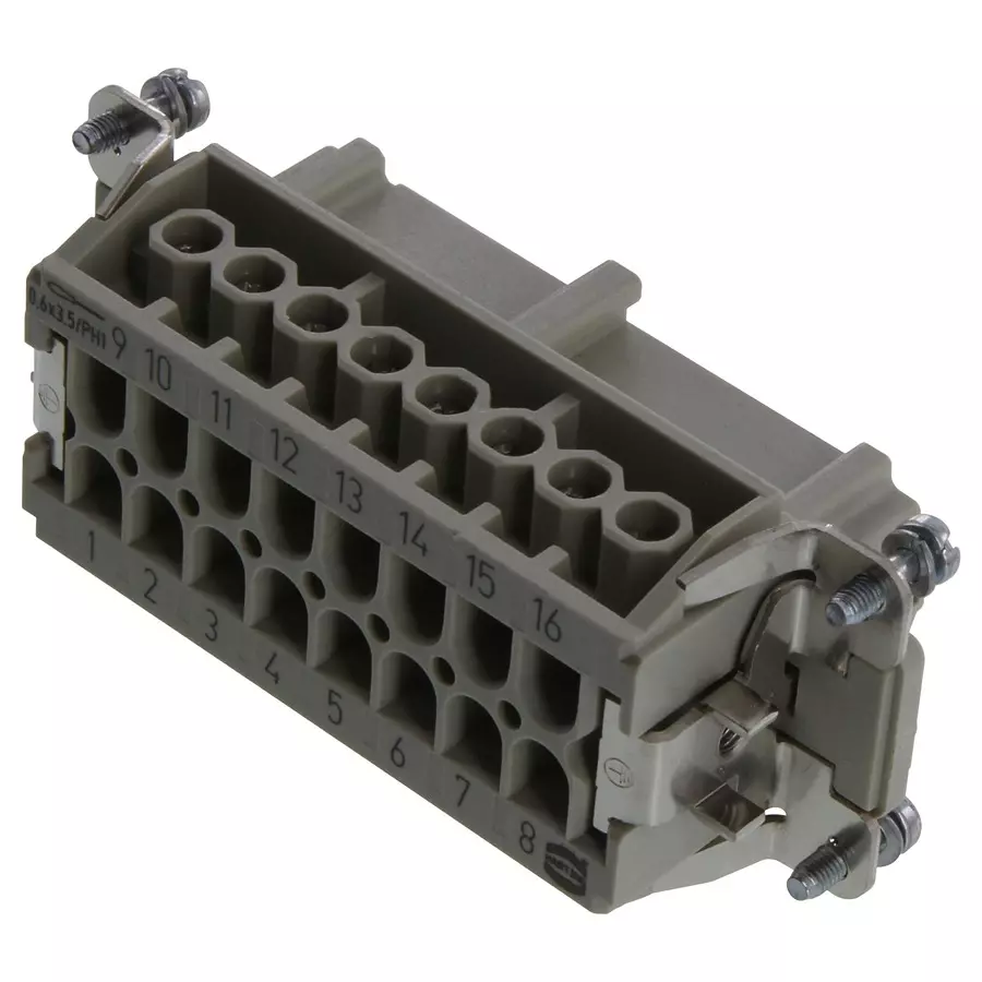 Harting Heavy Duty Connector Inserts / Modules RECTANGULAR HAN INSERT, FEM, 16WAY SCREW, 09330162701