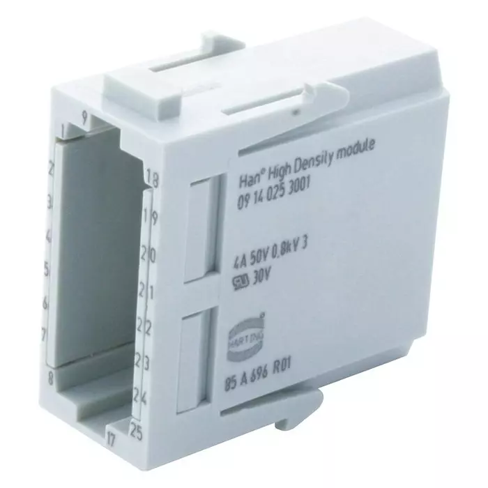 Harting Heavy Duty Connector Inserts / Modules CONN, MODULE FOR MALE CONT., 09 14 025 3001