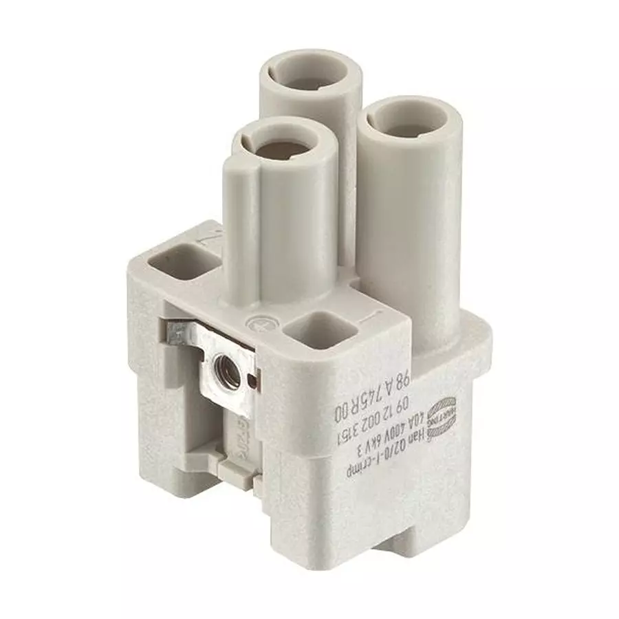 Harting Heavy Duty Connector Inserts / Modules HEAVY DUTY INSERT, RCPT, 3Contacts, 10MM2, 09120023151
