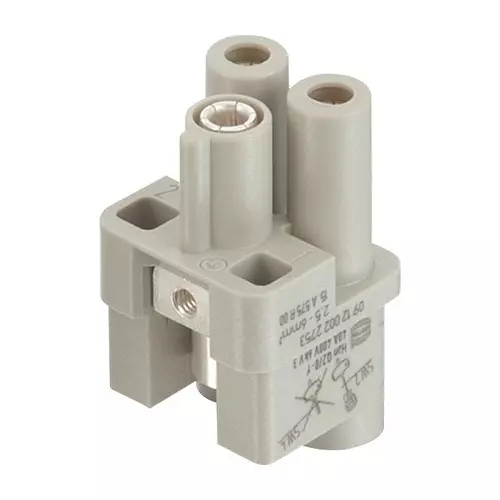 Harting Heavy Duty Connector Inserts / Modules HEAVY DUTY INSERT, RCPT, 2+PE, 6MM2, 09120022753
