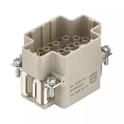 Harting Heavy Duty Connector Inserts / Modules HEAVY DUTY INSERT, PLUG, 6B, 55+PE POS, 09160552001