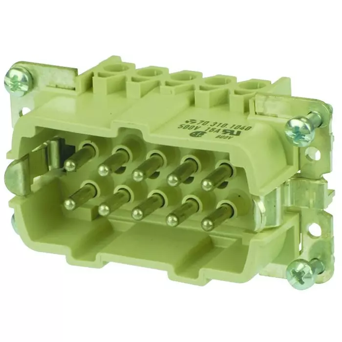 WIELAND ELECTRIC RECTANGULAR INSERT, PLUG, 10+PE POSITION, 2ROW, SCREW, 70.310.1040.0