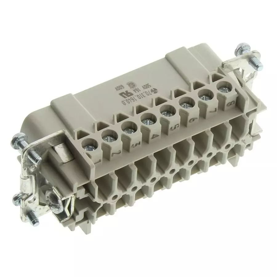 WIELAND ELECTRIC RECTANGULAR INSERT, PLUG, 16+PE POSITION, 2ROW, SCREW, 70.310.1640.0