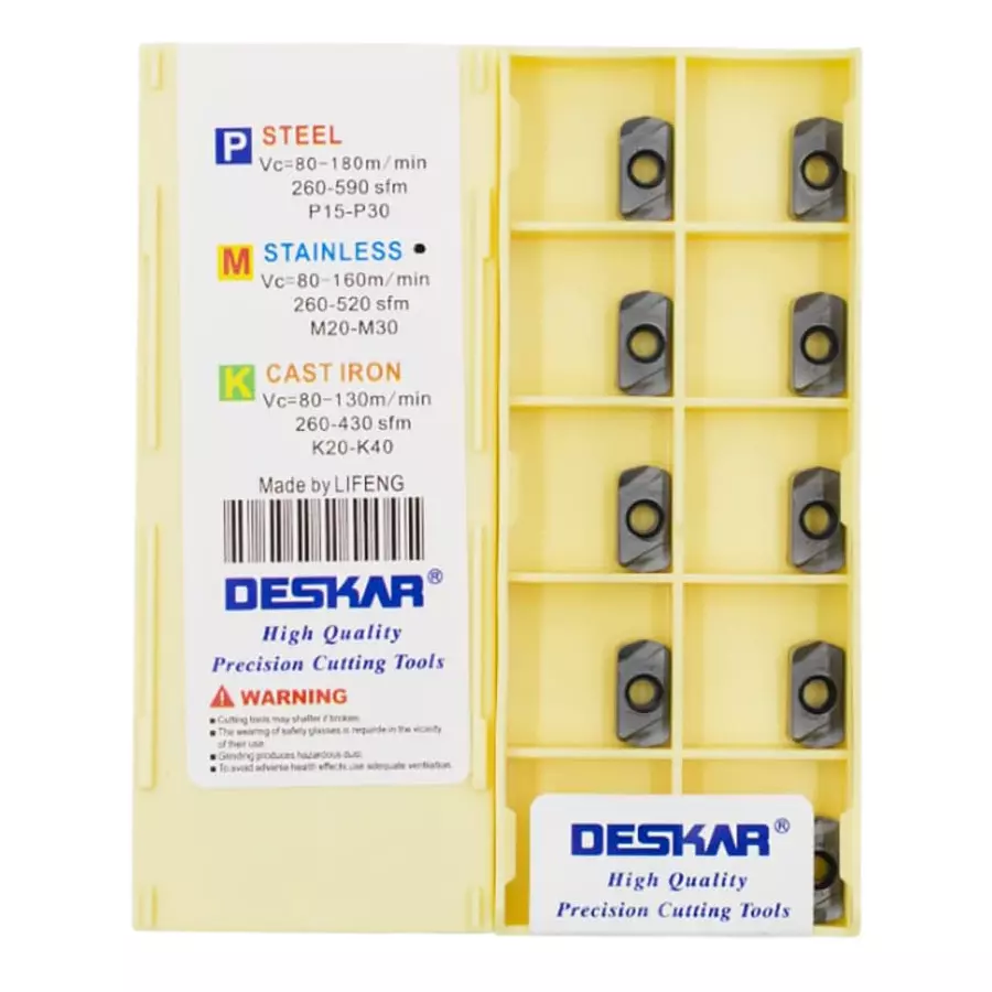 Deskar Milling Inserts Polished Coating LNMU Type for CNC Machine, MJ LF6018 (10 Pcs x 1 Box)