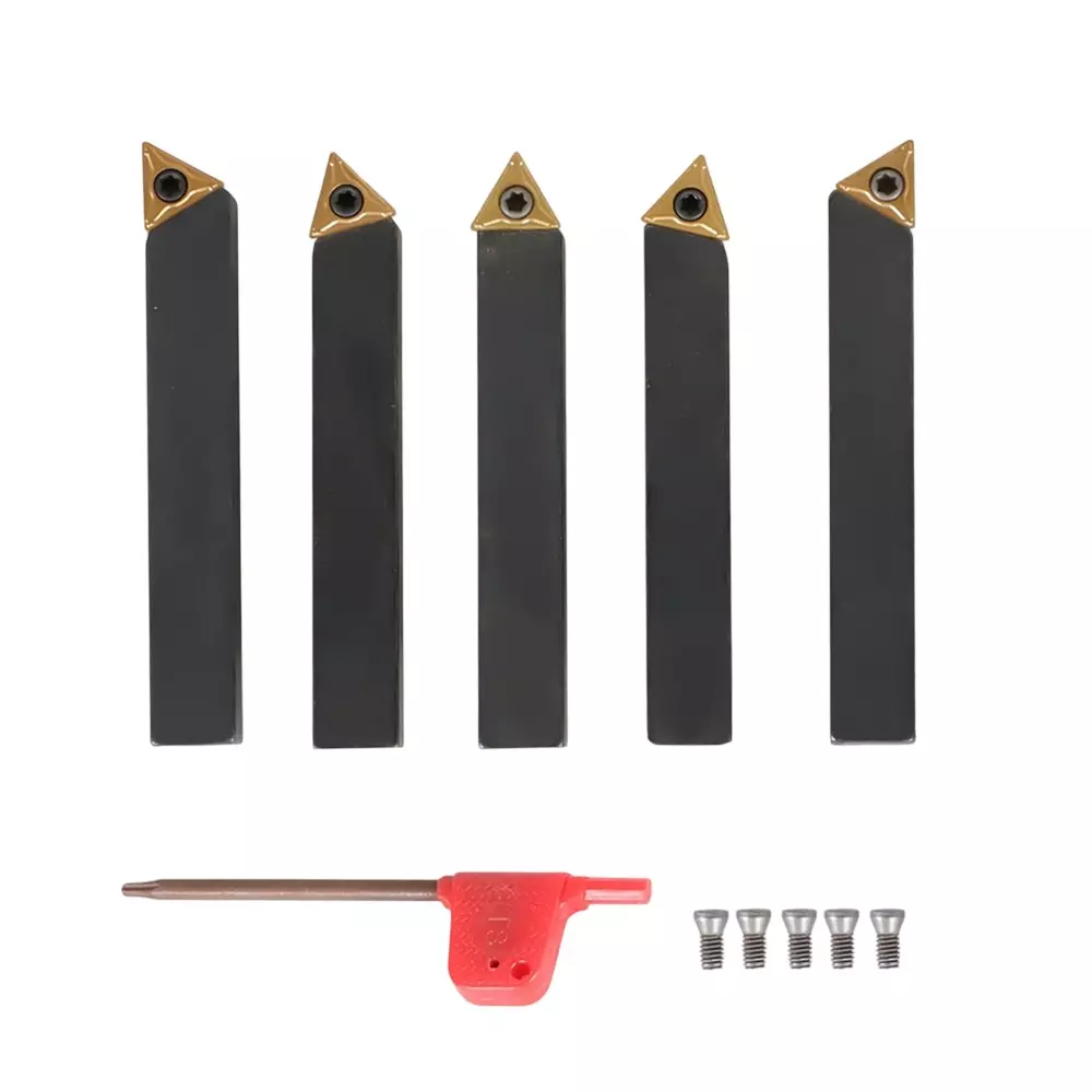 Findmall 5 Pcs Lathe Tools Insert Bits with TCMT110204 Carbide Inserts Size 3/8 inch (9.5 mm) for Turning, Cutting, Facing, Boring, And Chamfering, PH-2QCC-2U6B