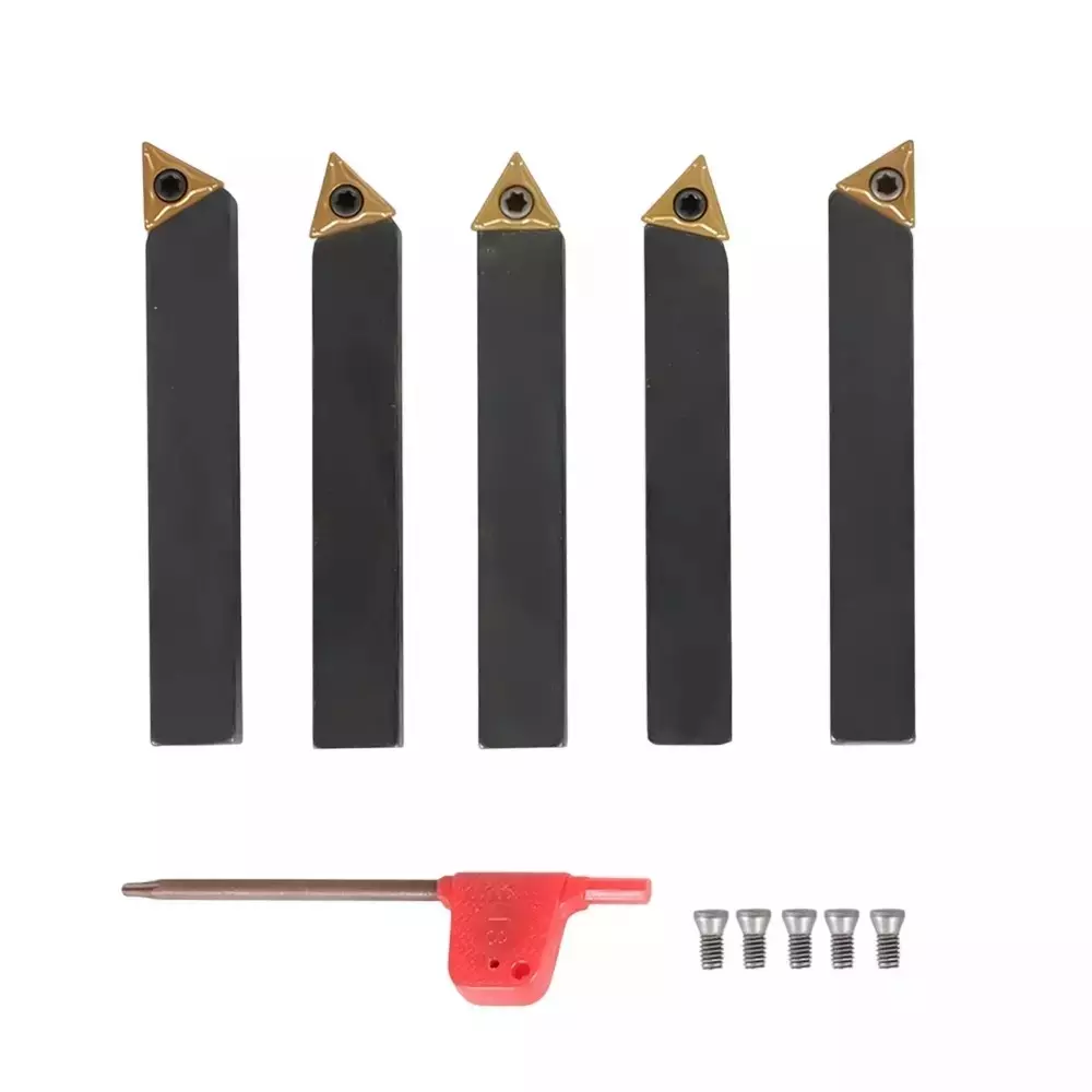 Buyohlic International 5 Pcs Lathe Tools Insert Bits with TCMT110204 Carbide Inserts Size 3/8 inch (9.5 mm) for Turning, Cutting, Facing, Boring, And Chamfering, PH-2QCC-2U6B