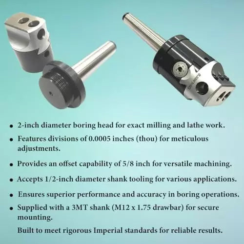 Assorts Boring Head Tool Steel 3MT Shank M12x1.75 Drawbar Thread