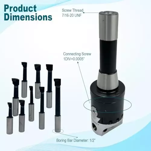 Assorts Boring Head Set R8 Shank 7/16 UNF Drawbar