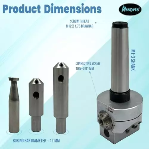 Assorts Boring Head Carbide MT3 12 mm Shank M12 x 1.75 Drawbar