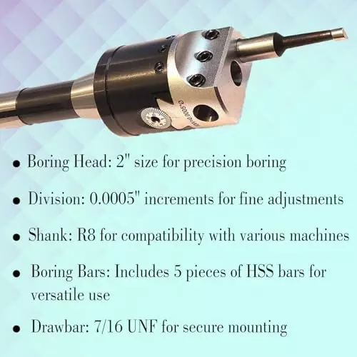 Assorts Boring Head Alloy Steel R8 Shank 7/16 UNF Drawbar Thread