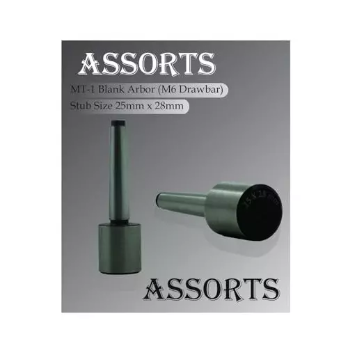 Assorts Blank Arbor Alloy Steel 25x28 mm Size MT1 M6 Drawbar Thread