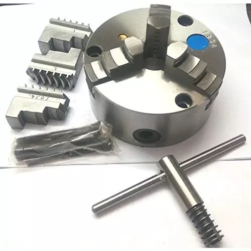 Assorts Self Centering Chuck Cast Iron Body and Tool Steel M8x3 Thread 125 mm 3 Jaws