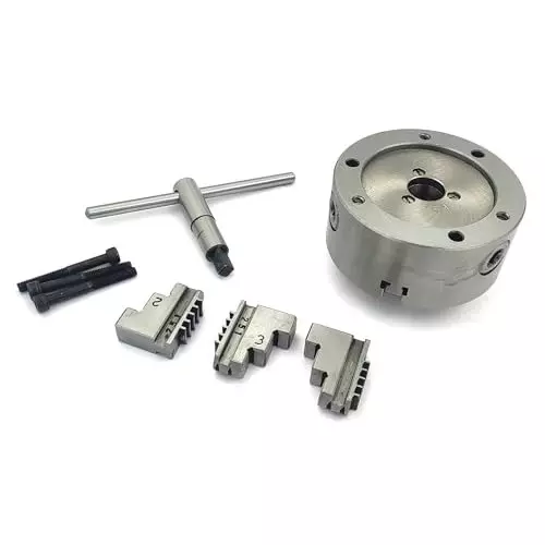 Assorts Self Centering Chuck Cast Iron Body and Tool Steel M8x3 Thread 100 mm 3 Jaws