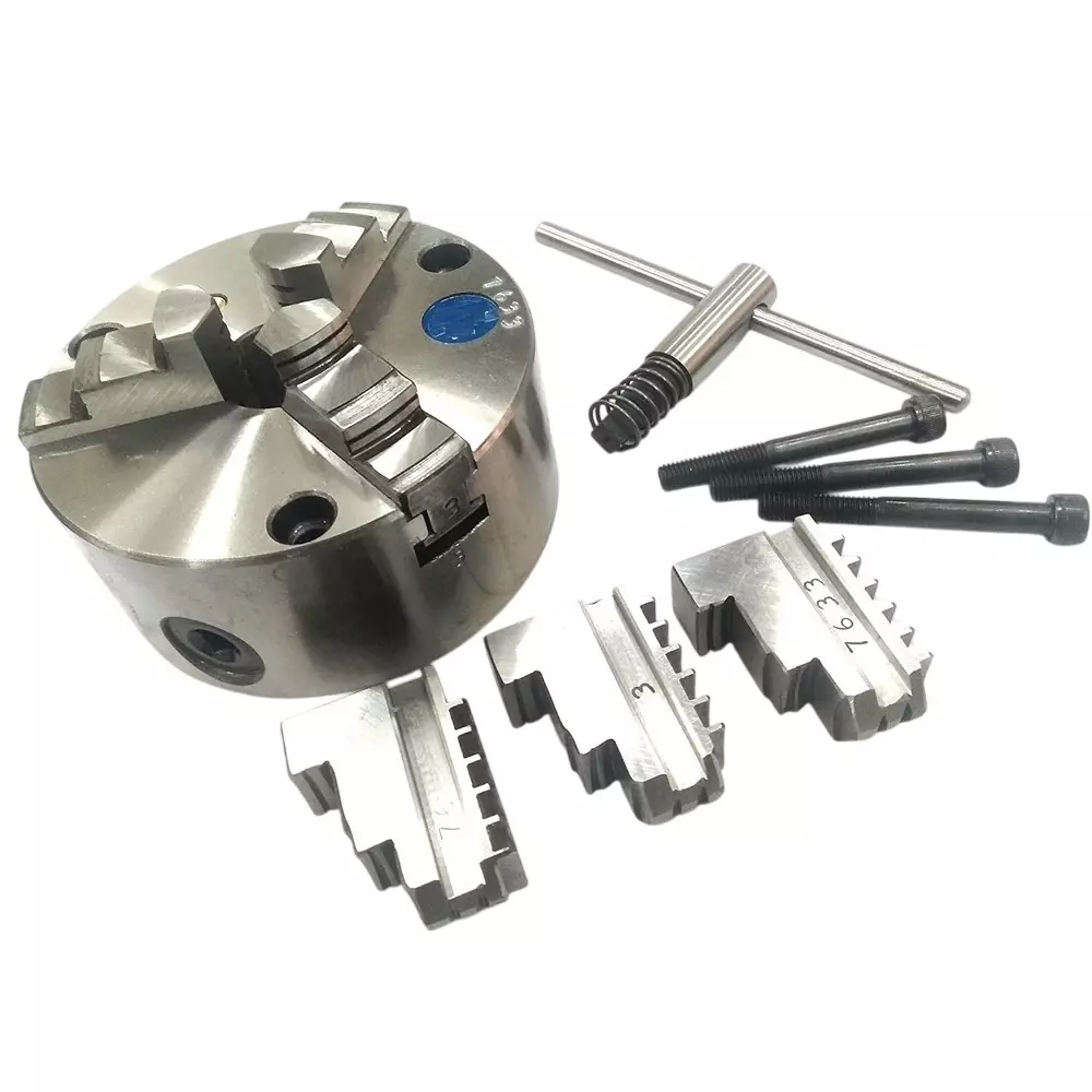 Assorts Self Centering Chuck Cast Iron Body and Tool Steel M8x3 Thread 125 mm 3 Jaws Reversible Set of Jaws