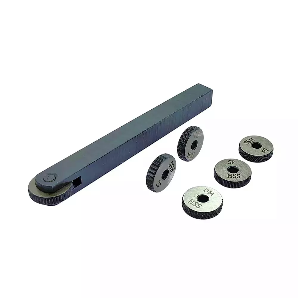 Buyohlic International 1 Wheel Knurling Tool Diamond and Straight Pattern with 5 Spare HSS Knurls and 10 x 10 x 100 mm Holder Size, 10-KT-104